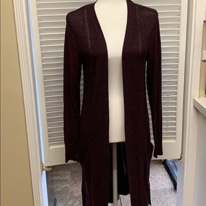 Maurices Burgundy Pointelle Duster Cardigan